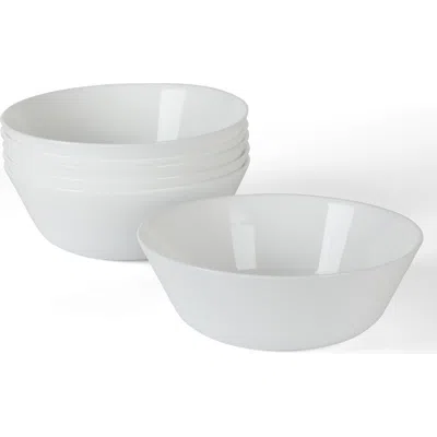 Martha Stewart Opalton 6-piece Chip Resistant Opal Glass Cereal Bowl Set In Blue