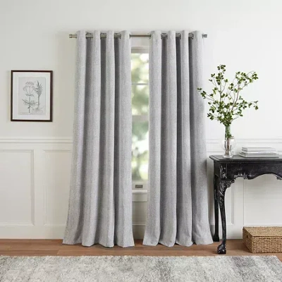 Martha Stewart Otto Grommet Top Blackout Single Curtain Panel In Silver