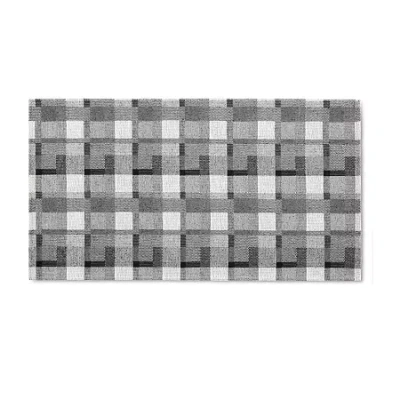 Martha Stewart Owens Air 20" X 36" Plaid Indoor Rectangular Kitchen Mat In Black
