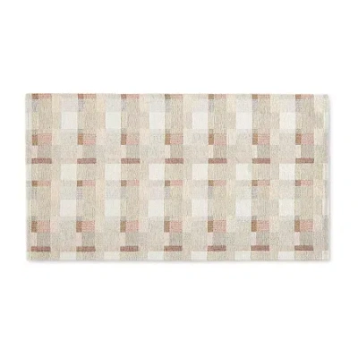 Martha Stewart Owens Air 20" X 36" Plaid Indoor Rectangular Kitchen Mat In Sand
