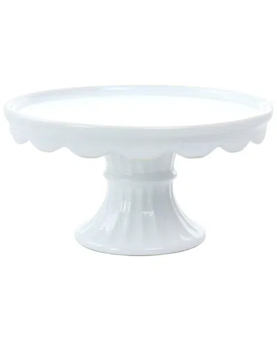 Martha Stewart Patterson Round Stoneware Cake Stand In White