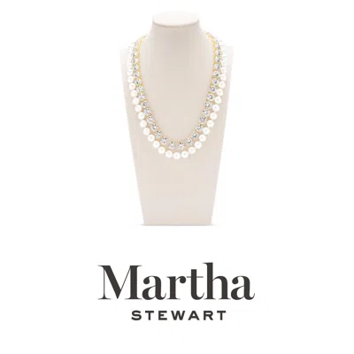 Martha Stewart Pearl And Crystal Necklace In Gold, 18 Inches For Women