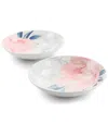 Martha Stewart Peony 2pc 9in Fine Ceramic Dinner Bowl Set In Pink