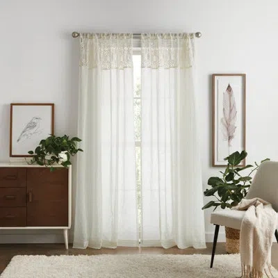 Martha Stewart Piece Macrame Linen Curtain Panel Pair