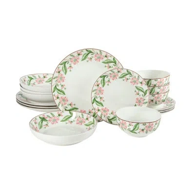 Martha Stewart Plates And Bowls Set, 16 Piece Dinnerware Set For 4, Decorated — Porcelain Dishes, Pasta Bowl, Chip  In Multi