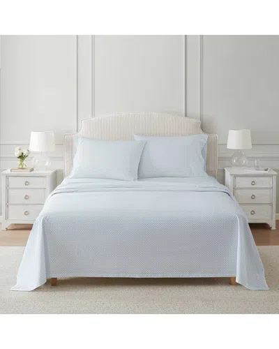 Martha Stewart Polka Dot Plain Cotton Percale Sheet Set In White