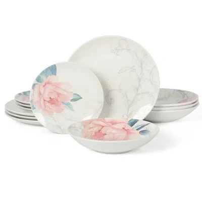 Martha Stewart Porcelain China Dinnerware Set - Service For 4 In Peony