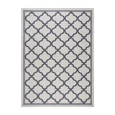 Martha Stewart Ria Bordered Washable Outdoor Rectangular Area Rug In Gray