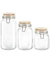 Martha Stewart Rindleton 3pc Glass Canister Set With Ceramic Lids In White