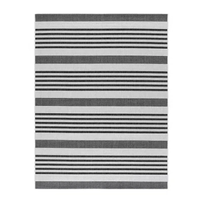 Martha Stewart Ripley Stripe 6'7" X 9' Indoor Rectangular Area Rug" In Gray