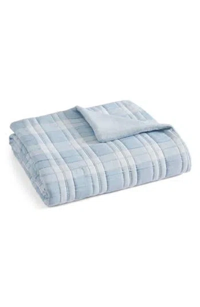 Martha Stewart Rory Plaid Cotton Muslin Throw Blanket In Blue