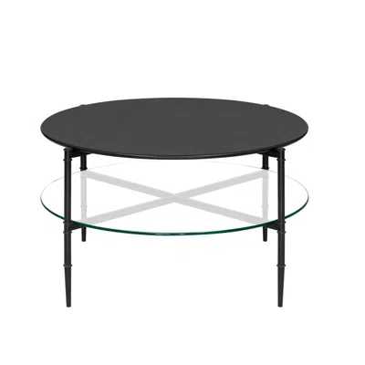 Martha Stewart Round Coffee Table With Interchangeable Wood And Glass Top In Gray