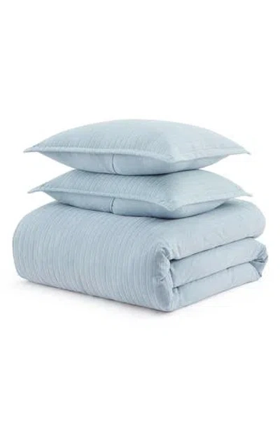 Martha Stewart Rowan Microfiber Chenille Jacquard Duvet Cover Set In Blue