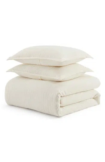 Martha Stewart Rowan Microfiber Chenille Jacquard Duvet Cover Set In White