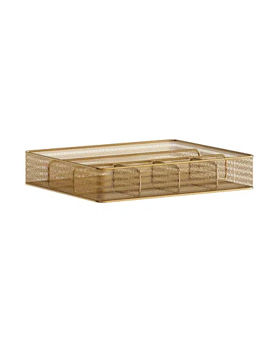 Martha Stewart Ryder Gold-tone Mesh Metal 6 Compartment Large Desk Drawer Organizer For Accessories And Office Supp