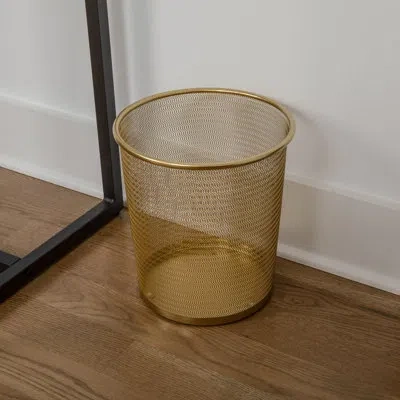 Martha Stewart Ryder Premium 4.5 Gallon Mesh Metal Wastebasket In Gold