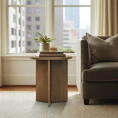 Martha Stewart Sadie Accent Table In Walnut Brown