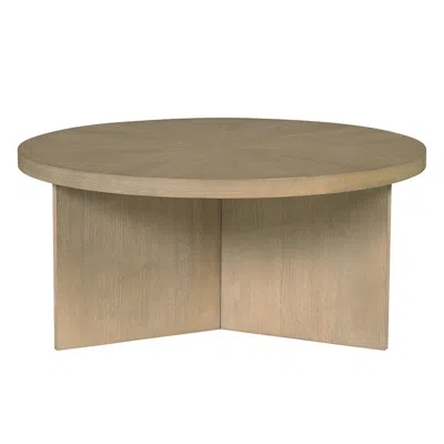 Martha Stewart Sadie Round Coffee Table, Reclaimed Greige Color In Brown