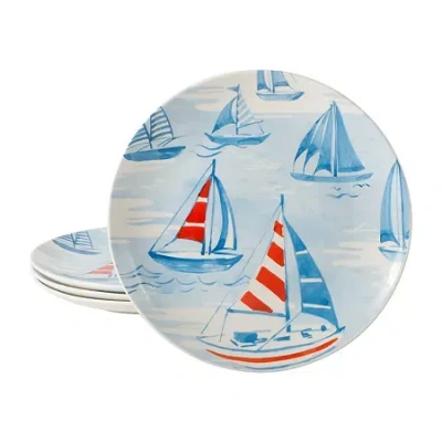 Martha Stewart Salt And Shore Americana 4-pc. Ceramic Dinner Plate In Blue