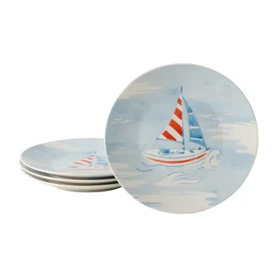 Martha Stewart Salt And Shore Americana 4-pc. Ceramic Salad Plate In Blue