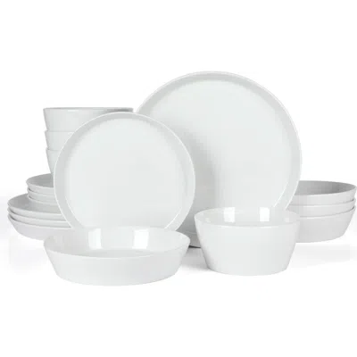 Martha Stewart Selma 16-piece Plates And Bowls Dinnerware Set, Service For 4 In White