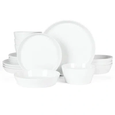 Martha Stewart Selma Chip & Scratch Resistant Dinnerware Set, Plates And Bowls Dishes Set, White