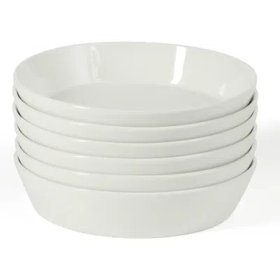 Martha Stewart Selma Porcelain Shallow Salad And Pasta Bowls In White