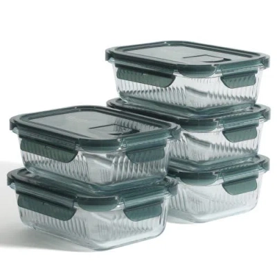 Martha Stewart Shadowbrook 10-piece Borosilicate Glass Airtight Food Storage Container Set In Blue
