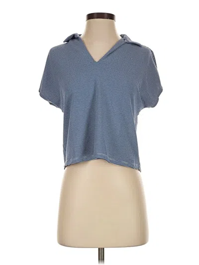 Pre-owned Martha Stewart Short Sleeve Top Blue Cowl Neck Tops