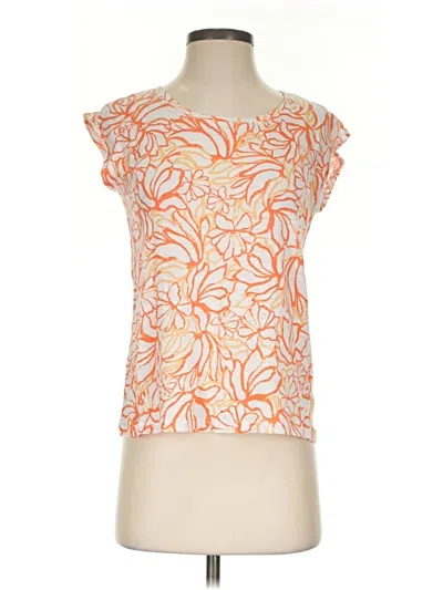 Pre-owned Martha Stewart Short Sleeve Top Orange Sweetheart Neckline Tops