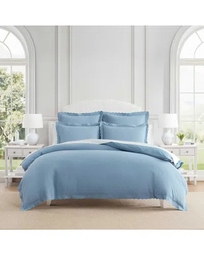 Martha Stewart Signature Scallop Duvet Set In Blue