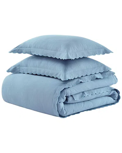 Martha Stewart Signature Scallop Duvet Set In Blue