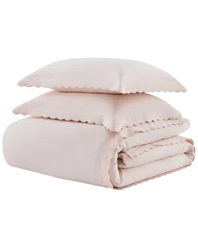 Martha Stewart Signature Scallop Duvet Set In Pink