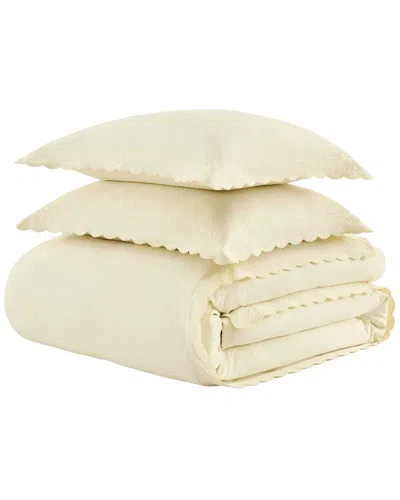 Martha Stewart Signature Scallop Duvet Set In Yellow