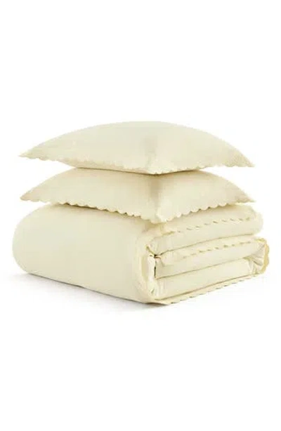 Martha Stewart Signature Scallop Solid Pique Duvet Set In White
