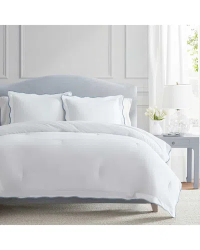 MARTHA STEWART MARTHA STEWART SIMPLE SCALLOP 100% COTTON PERCALE COMFORTER SET