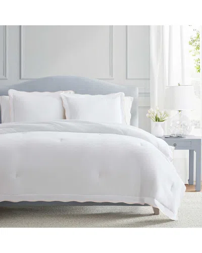 Martha Stewart Simple Scallop 100% Cotton Solid Percale Duvet Set In White