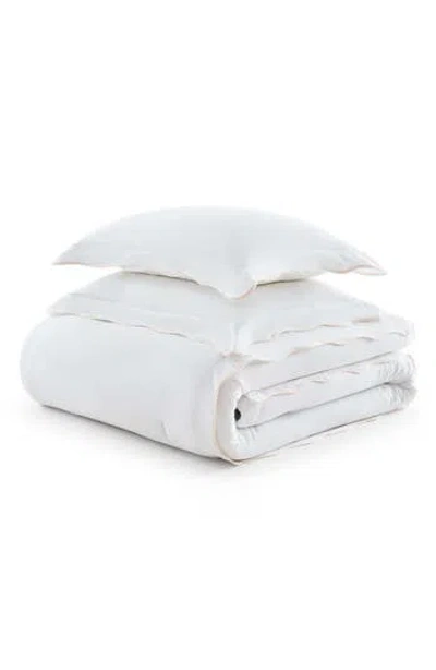 Martha Stewart Simple Scallop Cotton Percale Duvet Cover Set