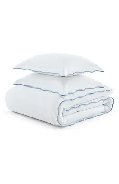 Martha Stewart Simple Scallop Cotton Percale Duvet Cover Set