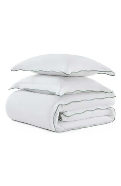 Martha Stewart Simple Scallop Cotton Percale Duvet Set