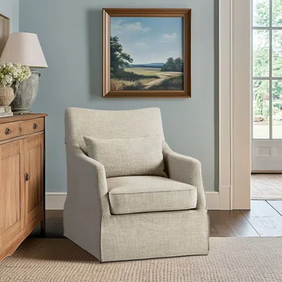Martha Stewart Skirted Swivel Chair In Gray