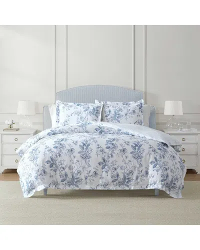 Martha Stewart Songbird Cotton Sateen Comforter Set In Blue