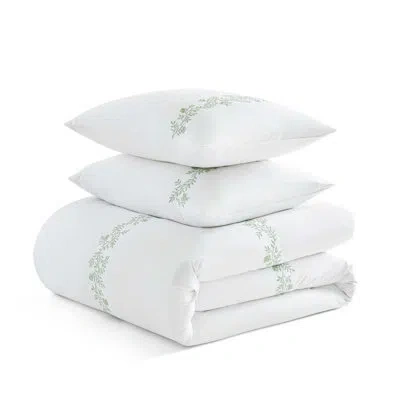 Martha Stewart Sophia Stripe Cotton Blue Comforter Set In Green Floral