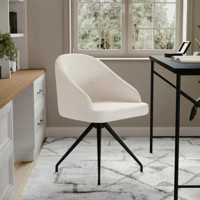 Martha Stewart Sora Upholstered Stationary Swivel Home Office Chair In Oil Rubbed Bronze,white