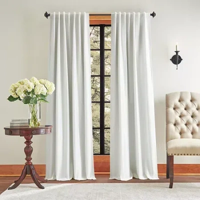 Martha Stewart Spellbound Rod Pocket Blackout Set Of 2 Curtain Panel In White