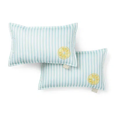 Martha Stewart Spring May Embroidered Lemon Indoor Outdoor Decorative Pillow 2-pack Set, Uv Fade Resistant, Water R In Lemon Yellow