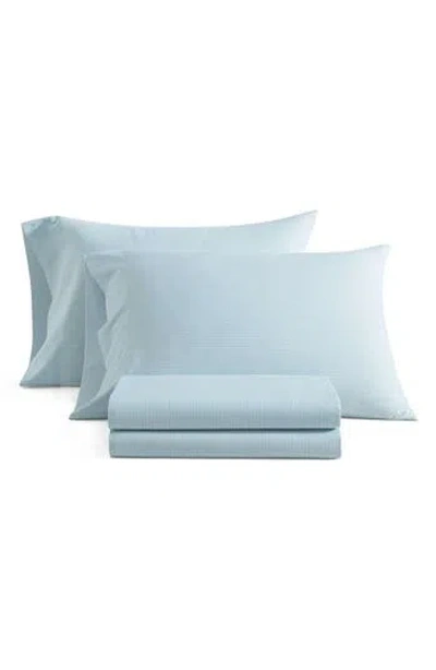 Martha Stewart Stripe Cotton Sheet Set In Blue