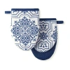 Martha Stewart Stripe Medallion Mini 2-pc. Kitchen Towel Set In Blue