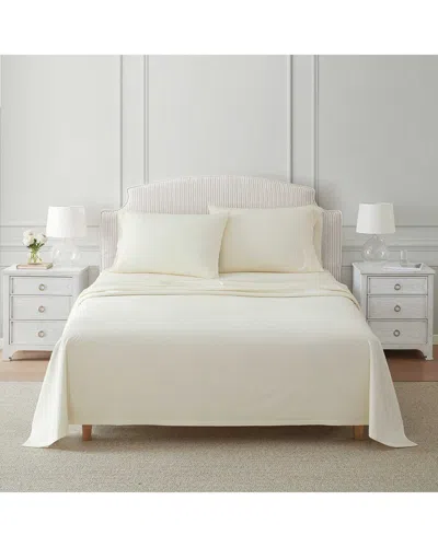 Martha Stewart Stripe Plain Cotton Percale Sheet Set In Neutral