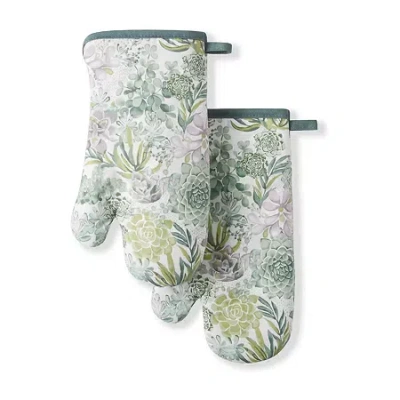 Martha Stewart Succulents 2-pc. Oven Mitt Set In Green